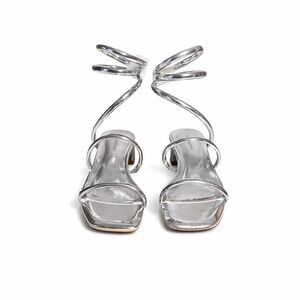 Silver Women Strappy Sandals Size 6.5